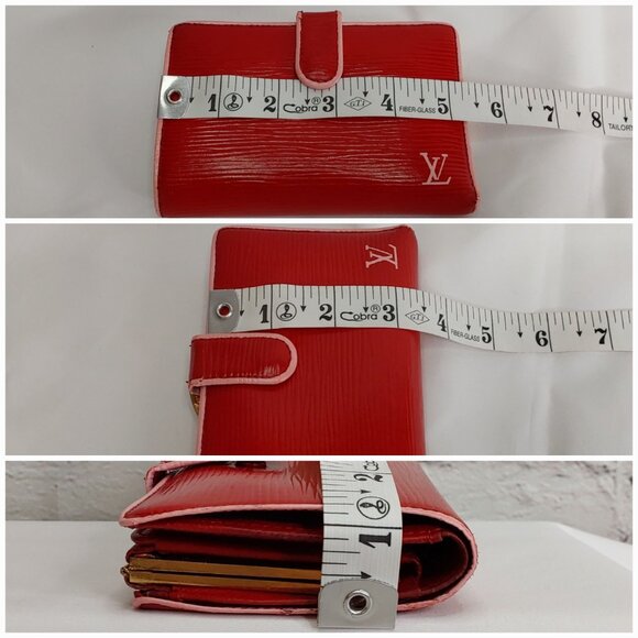'LOUIS VUITTON' 'EPI' LEATHER CURVED~KISS~LOCK CUSTOM CHERRY RED WALLET - Picture 10 of 16